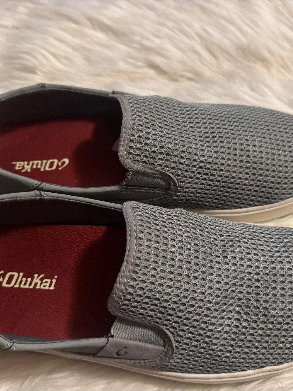 OluKai grey and White Men's Slip-On Loafers